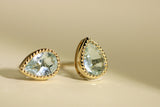 Aquamarine & 6mm Akoya Pearl Earrings in 18K Yellow Gold