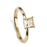Fancy Yellow Diamonds Princess-Cut Ring in 18K Yellow Gold