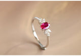 Ruby Marquise Diamond Cluster Ring in 18K White Gold