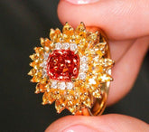 Sunflower Spinel 18K Gold Ring Set with Yellow Sapphire