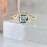 Eye of Providence Blue Sapphire Ring in 14K Yellow Gold