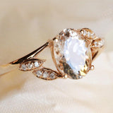 Champagne Morganite Oval-Shape 18K Rose Gold Ring with Diamonds