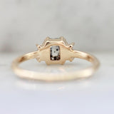 Emerald Cut Salt and Pepper Diamond 18K Gold Engagement Ring