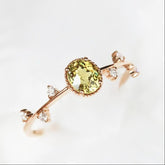 1.2ct Oval Mali Garnet & Diamond Cluster Ring in 18K Yellow Gold