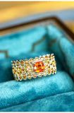 Garnet Diamond 18K Gold Ring - Two Tone Gold Spessartite