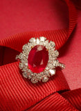 Stunning 3.2ct Pigeon Blood Ruby & Diamond Ring in 18K Gold