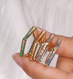 Pave Set Sapphire Rectangle Band - 18K Yellow Gold