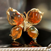 Fire Opal Butterfly Design 18K Gold Pendant