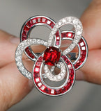 Art Deco Pigeon Blood Ruby 18K Gold Free Form Ring