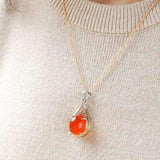 Southern Red Agate Diamond Necklace - 18K Yellow Gold