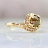 Eye of Logos Rose Cut Diamonds Wedding Ring in 18K Yellow Gold