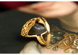 Carnelian Bicolor Half Moon Ring - 22K Gold Antique Retro Design