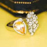 1.58ct Yellow Sapphire Diamonds Cluster 18K Gold Ring