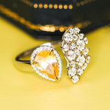 1.58ct Yellow Sapphire Diamonds Cluster 18K Gold Ring