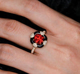 2.05ct Jadi Spinel 18K Gold Statement Ring with Black Agate
