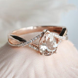 Champagne Morganite Teardrop Ring in 18K Rose Gold