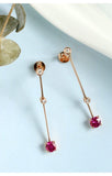 Red Tourmaline Diamond Earrings - 18K Yellow Gold Drop Earrings