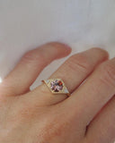 Drea Peachy Sapphire Horizontal Stone Ring in 18K Yellow Gold