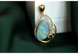 Blue Opal Diamond Mermaid Pendant - 18K Yellow Gold
