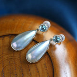Mabe Pearls Teardrop & Aquamarine Earrings - 18K Yellow Gold