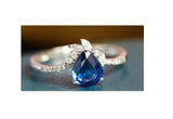 1.2ct Blue Sapphire Teardrop Cut & Diamonds Ring in 18K White Gold