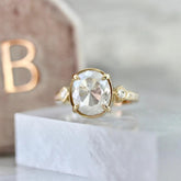 2.4ct Icy Oval Rose Cut Diamond 18K Gold Wedding Ring