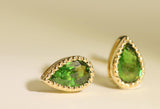 Mint Tourmaline & 7.5mm Akoya Pearl Earrings - 18K Yellow Gold