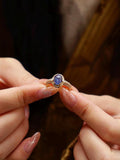 2.3ct Lavender Star Sapphire 18K Gold Ring in Halo Diamond