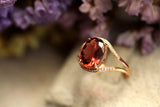 3ct Oval Red Tourmaline Ring in 18K Yellow Gold