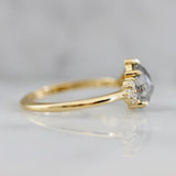 1.25ct Salt & Pepper Pear Rose Cut 18K Gold Wedding Ring