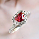 1.25ct Spinel Heart & Diamond Ring in 18K White Gold