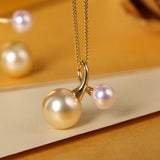 Twig Design South Sea Golden Pearl Necklace in 18K Gold