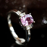 1.03ct Pinkish Spinel & Diamond Baguette Ring - 18K White Gold