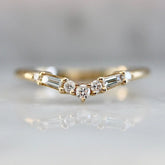 Baguette & Round Cut Diamonds Ring Band in 18K Gold
