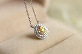Yellow Diamonds Wedding Necklace in 18K White Gold