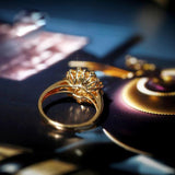 1.1ct Green Sapphire Cluster Set 18K Yellow Ring