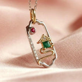 Emerald & Ruby Diamond Necklace in 18K Gold