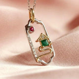 Emerald & Ruby Diamond Necklace in 18K Gold