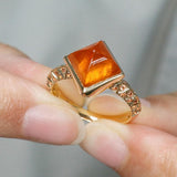 Engraved Arrow Fanta Garnet Cocktail Ring in 18K Yellow Gold