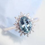 Oval Aquamarine & Diamond Ring in 18K White Gold