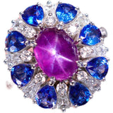 2.99ct Purple Star Sapphire 18K White Gold Ring