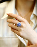 Exquisite Huge Violet Purple Jade Platinum 950 Ring