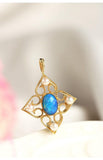 Blue Opal & Diamonds Pendant in 18K Yellow Gold