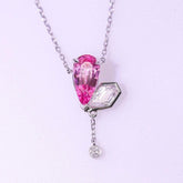 Purple Pink Spinel & Diamond Necklace - 18K White Gold