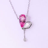Purple Pink Spinel & Diamond Necklace - 18K White Gold