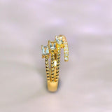 Granulation Design Aquamarine Ring with Diamonds – 18K Gold