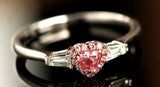 Pink Diamond Heart Cut Ring - 18K White Gold