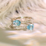 4ct Blue Topaz & Diamonds Ring - 18K White Gold