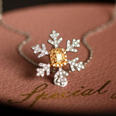 Snowflake Fancy Yellow Diamonds Necklace in 18K Yellow Gold