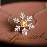 Snowflake Fancy Yellow Diamonds Necklace in 18K Yellow Gold
